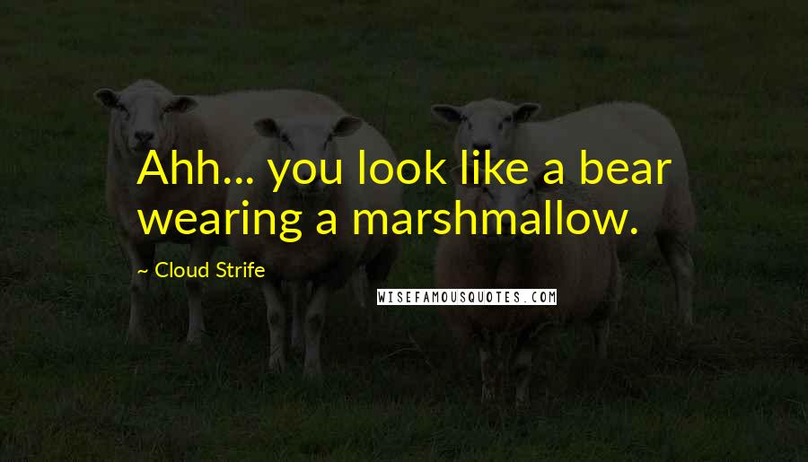 Cloud Strife Quotes: Ahh... you look like a bear wearing a marshmallow.