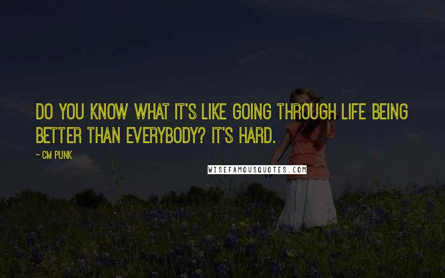 CM Punk Quotes: Do you know what it's like going through life being better than everybody? It's hard.