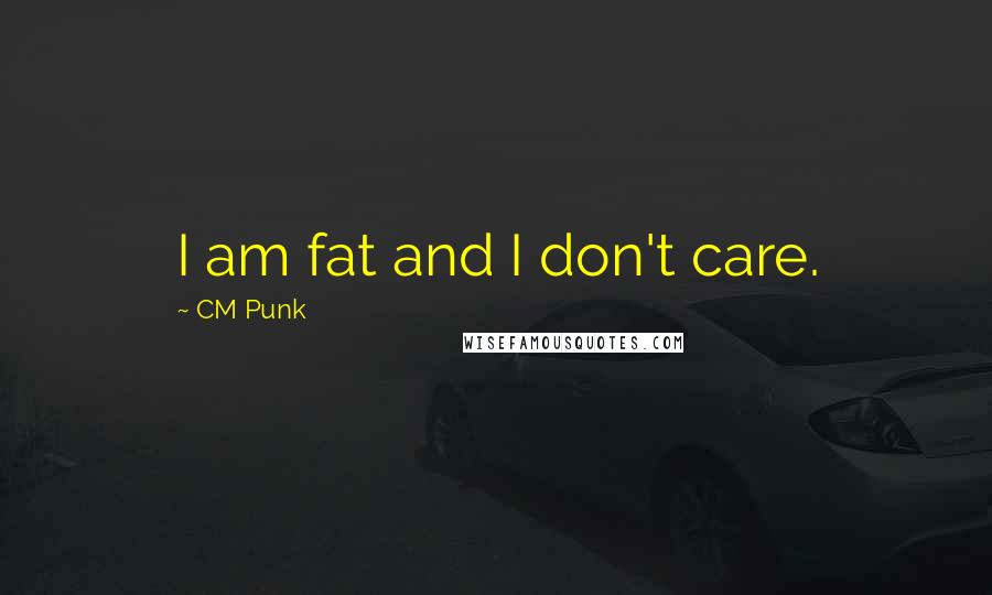 CM Punk Quotes: I am fat and I don't care.