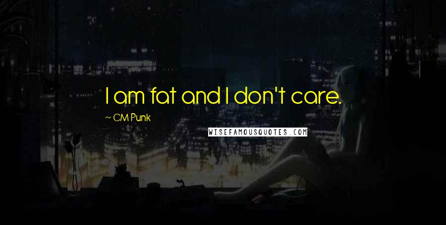 CM Punk Quotes: I am fat and I don't care.