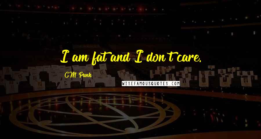 CM Punk Quotes: I am fat and I don't care.