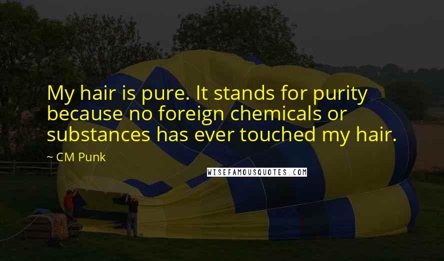 CM Punk Quotes: My hair is pure. It stands for purity because no foreign chemicals or substances has ever touched my hair.