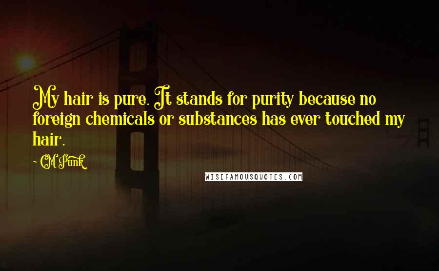 CM Punk Quotes: My hair is pure. It stands for purity because no foreign chemicals or substances has ever touched my hair.