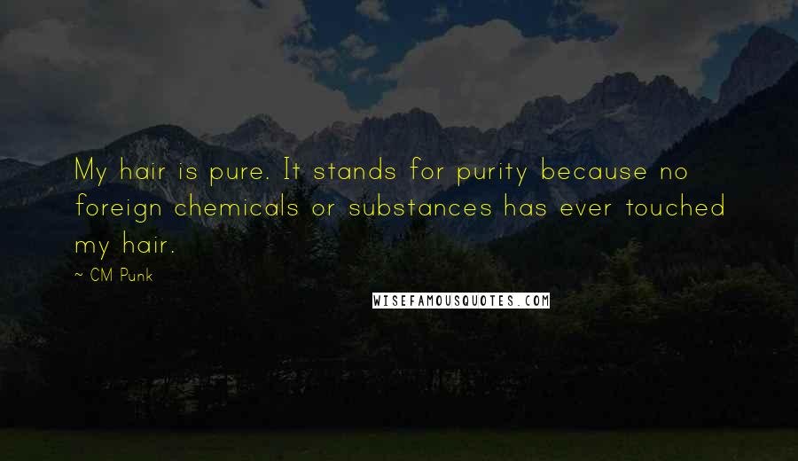 CM Punk Quotes: My hair is pure. It stands for purity because no foreign chemicals or substances has ever touched my hair.