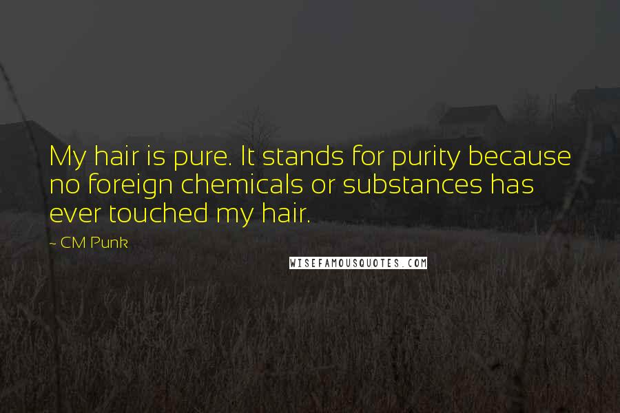 CM Punk Quotes: My hair is pure. It stands for purity because no foreign chemicals or substances has ever touched my hair.