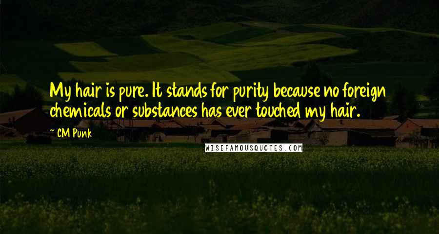 CM Punk Quotes: My hair is pure. It stands for purity because no foreign chemicals or substances has ever touched my hair.