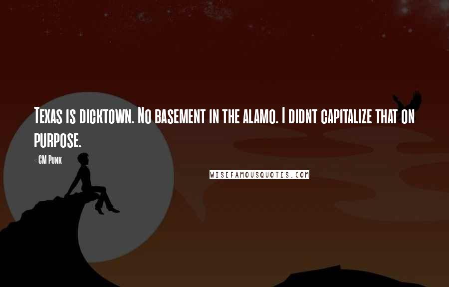CM Punk Quotes: Texas is dicktown. No basement in the alamo. I didnt capitalize that on purpose.