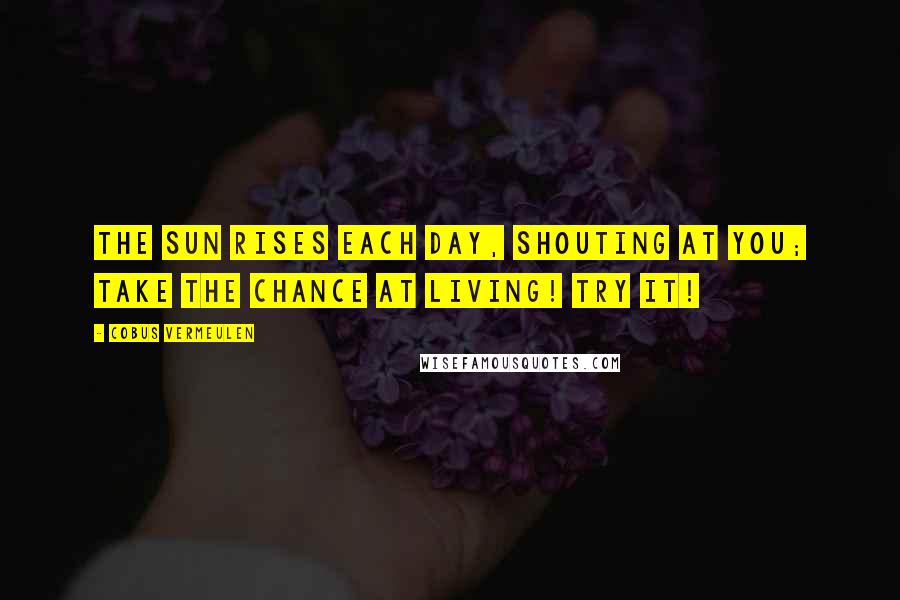 Cobus Vermeulen Quotes: The SUN rises each day, SHOUTING at you; Take the Chance at LIVING! Try it!