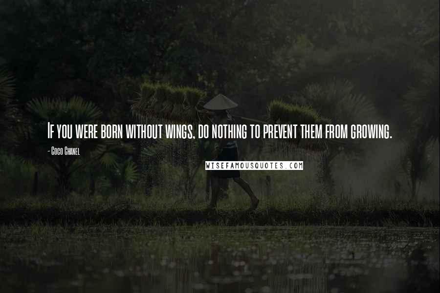 Coco Chanel Quotes: If you were born without wings, do nothing to prevent them from growing.