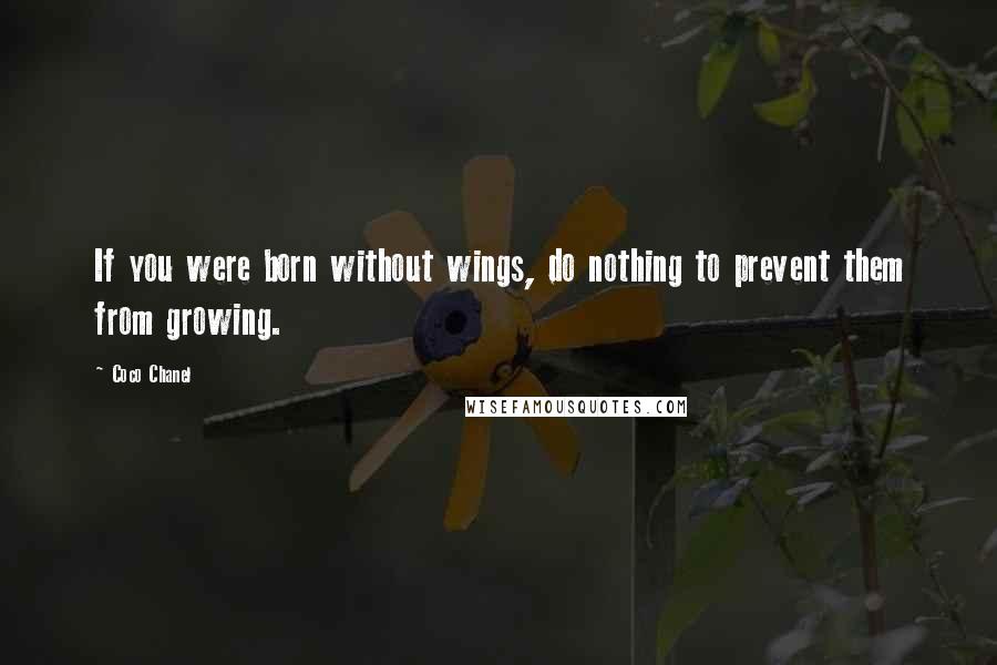 Coco Chanel Quotes: If you were born without wings, do nothing to prevent them from growing.