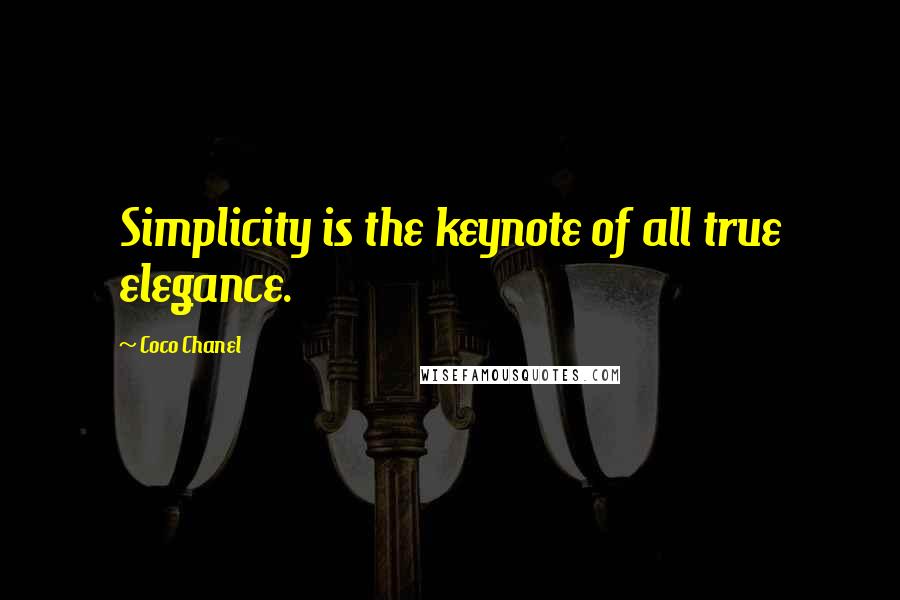 Coco Chanel Quotes: Simplicity is the keynote of all true elegance.