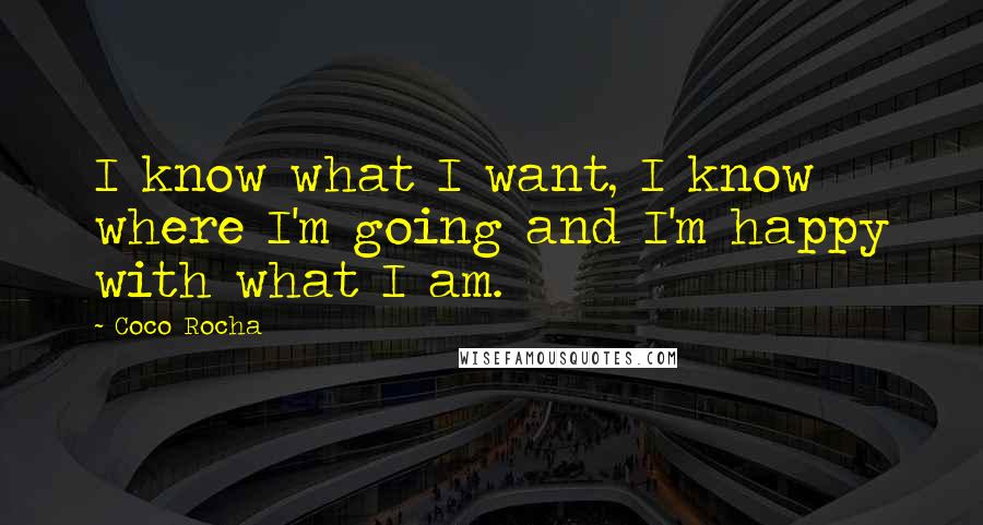 Coco Rocha Quotes: I know what I want, I know where I'm going and I'm happy with what I am.