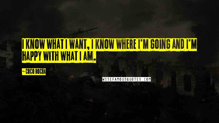 Coco Rocha Quotes: I know what I want, I know where I'm going and I'm happy with what I am.