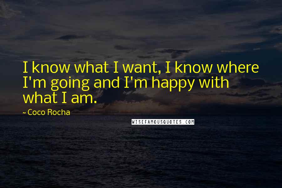 Coco Rocha Quotes: I know what I want, I know where I'm going and I'm happy with what I am.