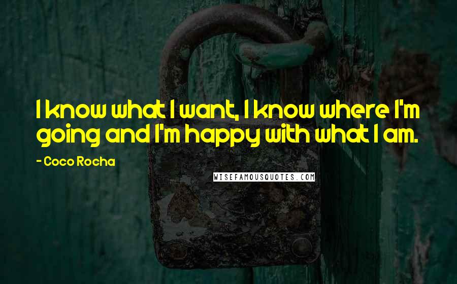 Coco Rocha Quotes: I know what I want, I know where I'm going and I'm happy with what I am.