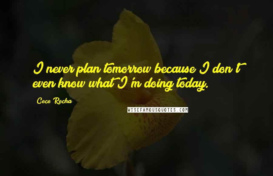 Coco Rocha Quotes: I never plan tomorrow because I don't even know what I'm doing today.