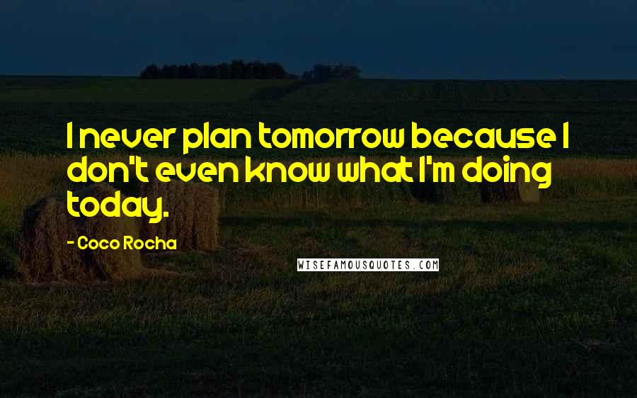 Coco Rocha Quotes: I never plan tomorrow because I don't even know what I'm doing today.