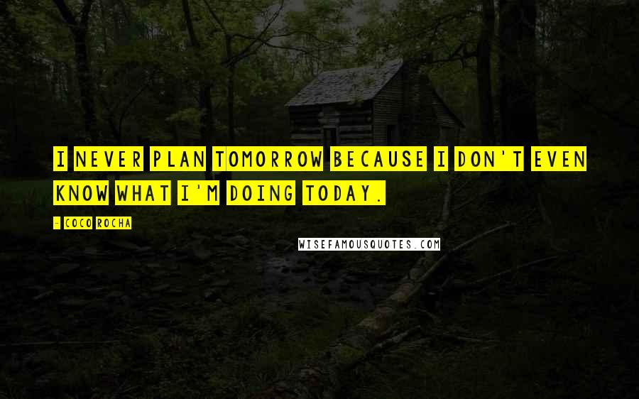 Coco Rocha Quotes: I never plan tomorrow because I don't even know what I'm doing today.