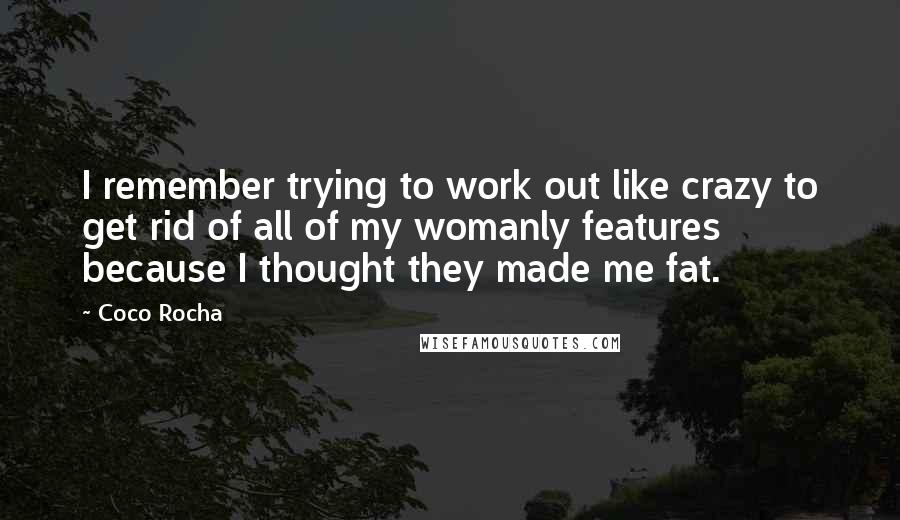 Coco Rocha Quotes: I remember trying to work out like crazy to get rid of all of my womanly features because I thought they made me fat.