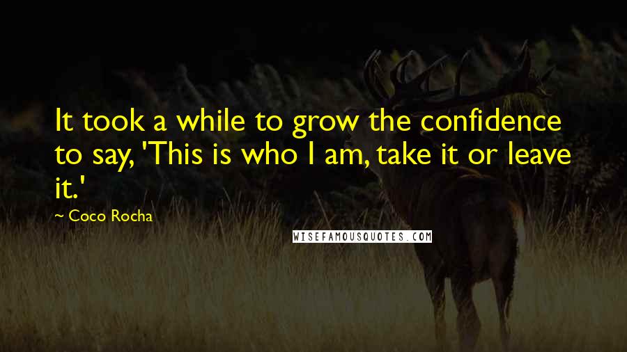 Coco Rocha Quotes: It took a while to grow the confidence to say, 'This is who I am, take it or leave it.'