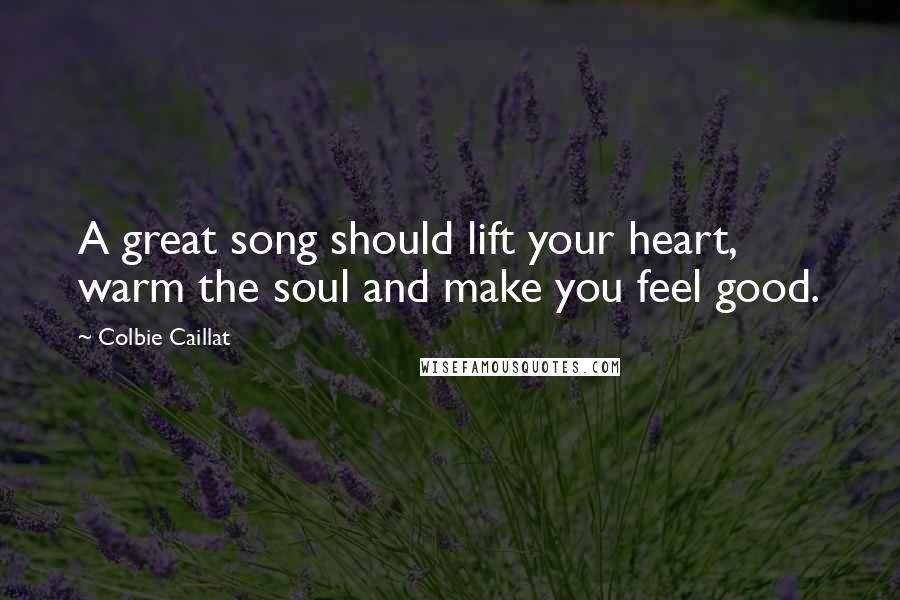 Colbie Caillat Quotes: A great song should lift your heart, warm the soul and make you feel good.