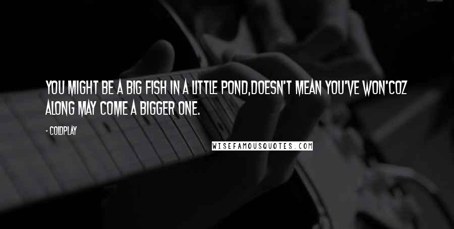 Coldplay Quotes: You might be a big fish in a little pond,Doesn't mean you've won'Coz along may come a bigger one.