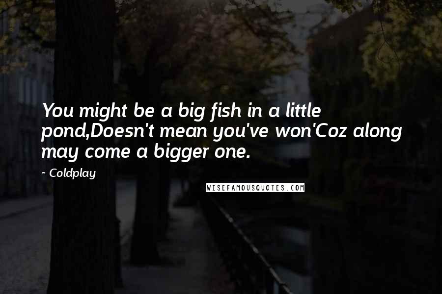 Coldplay Quotes: You might be a big fish in a little pond,Doesn't mean you've won'Coz along may come a bigger one.