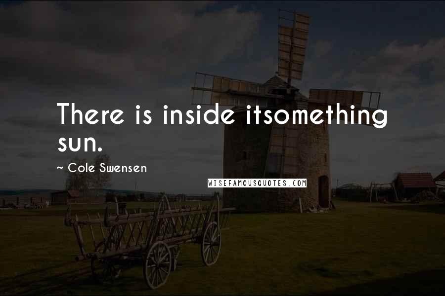 Cole Swensen Quotes: There is inside itsomething sun.