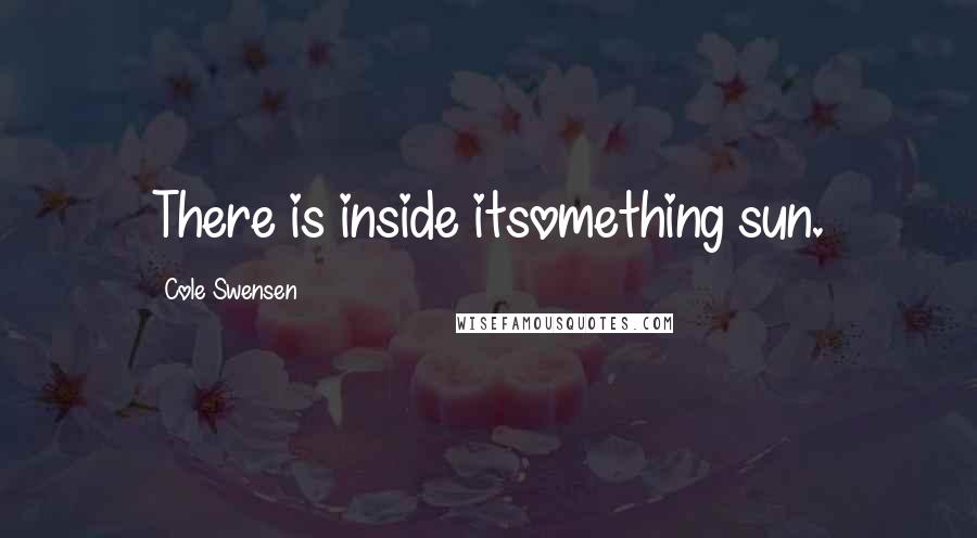 Cole Swensen Quotes: There is inside itsomething sun.