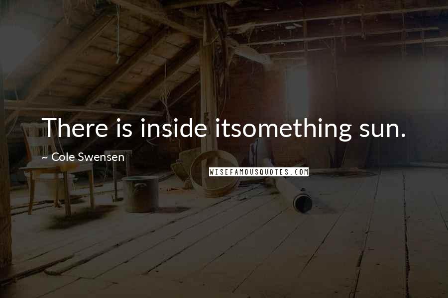 Cole Swensen Quotes: There is inside itsomething sun.