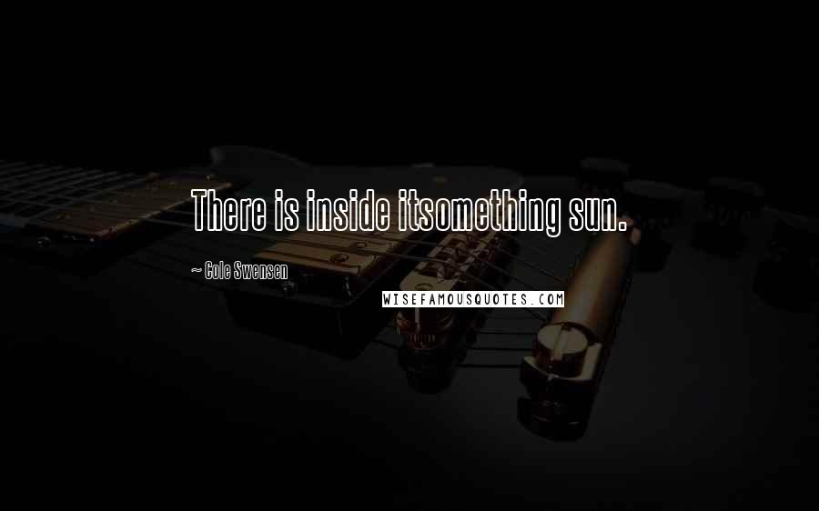 Cole Swensen Quotes: There is inside itsomething sun.