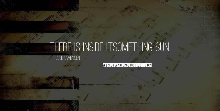 Cole Swensen Quotes: There is inside itsomething sun.