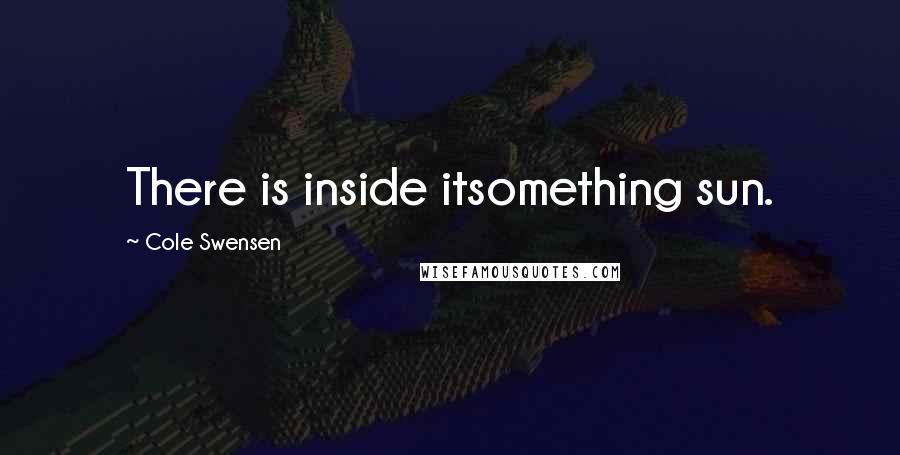 Cole Swensen Quotes: There is inside itsomething sun.