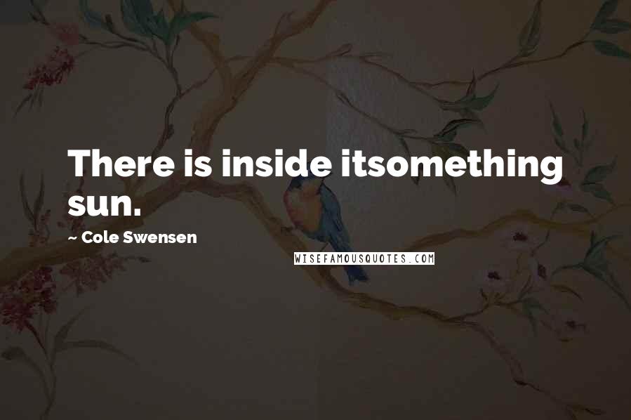 Cole Swensen Quotes: There is inside itsomething sun.