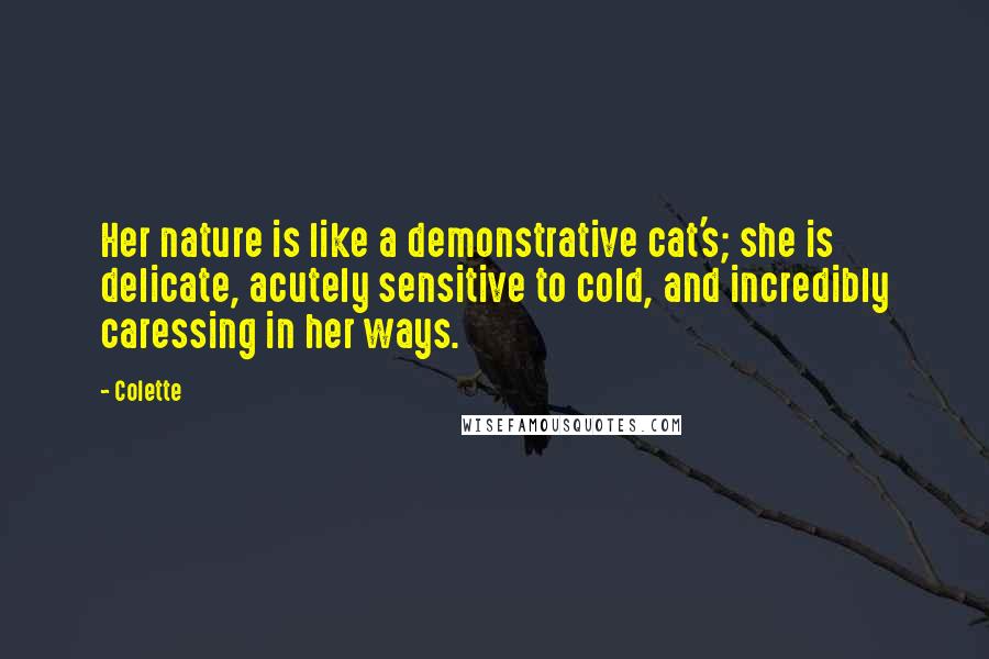 Colette Quotes: Her nature is like a demonstrative cat's; she is delicate, acutely sensitive to cold, and incredibly caressing in her ways.