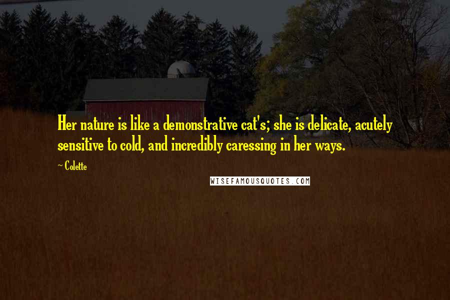 Colette Quotes: Her nature is like a demonstrative cat's; she is delicate, acutely sensitive to cold, and incredibly caressing in her ways.