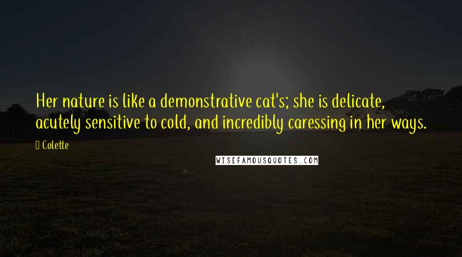 Colette Quotes: Her nature is like a demonstrative cat's; she is delicate, acutely sensitive to cold, and incredibly caressing in her ways.