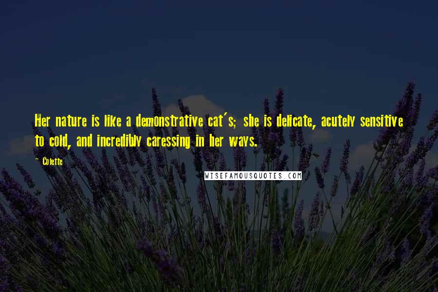 Colette Quotes: Her nature is like a demonstrative cat's; she is delicate, acutely sensitive to cold, and incredibly caressing in her ways.