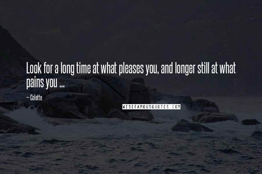 Colette Quotes: Look for a long time at what pleases you, and longer still at what pains you ...