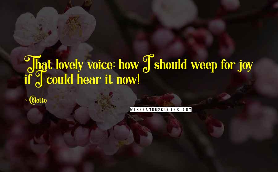 Colette Quotes: That lovely voice; how I should weep for joy if I could hear it now!