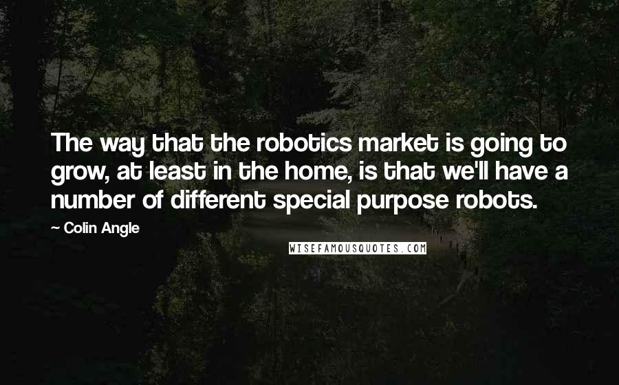 Colin Angle Quotes: The way that the robotics market is going to grow, at least in the home, is that we'll have a number of different special purpose robots.