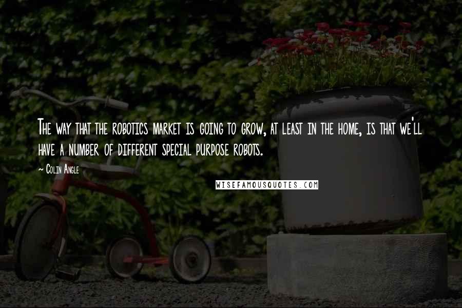 Colin Angle Quotes: The way that the robotics market is going to grow, at least in the home, is that we'll have a number of different special purpose robots.