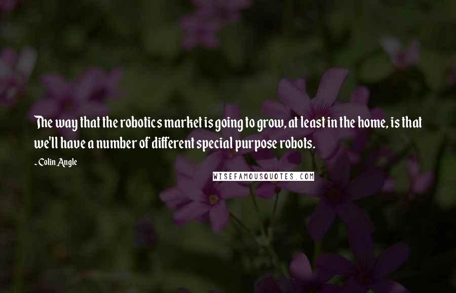 Colin Angle Quotes: The way that the robotics market is going to grow, at least in the home, is that we'll have a number of different special purpose robots.