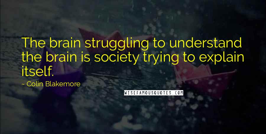 Colin Blakemore Quotes: The brain struggling to understand the brain is society trying to explain itself.