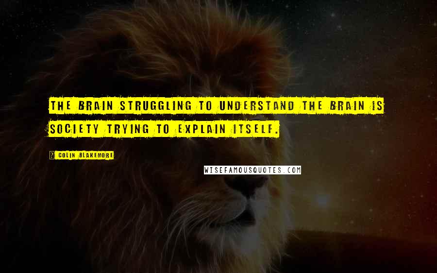 Colin Blakemore Quotes: The brain struggling to understand the brain is society trying to explain itself.