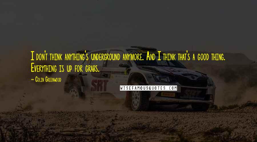 Colin Greenwood Quotes: I don't think anything's underground anymore. And I think that's a good thing. Everything is up for grabs.