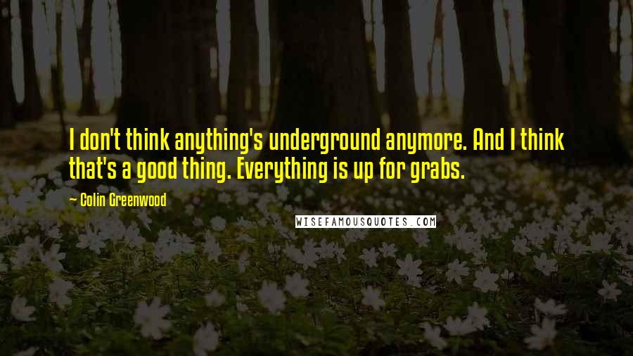 Colin Greenwood Quotes: I don't think anything's underground anymore. And I think that's a good thing. Everything is up for grabs.