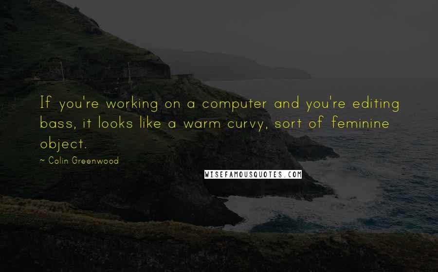 Colin Greenwood Quotes: If you're working on a computer and you're editing bass, it looks like a warm curvy, sort of feminine object.