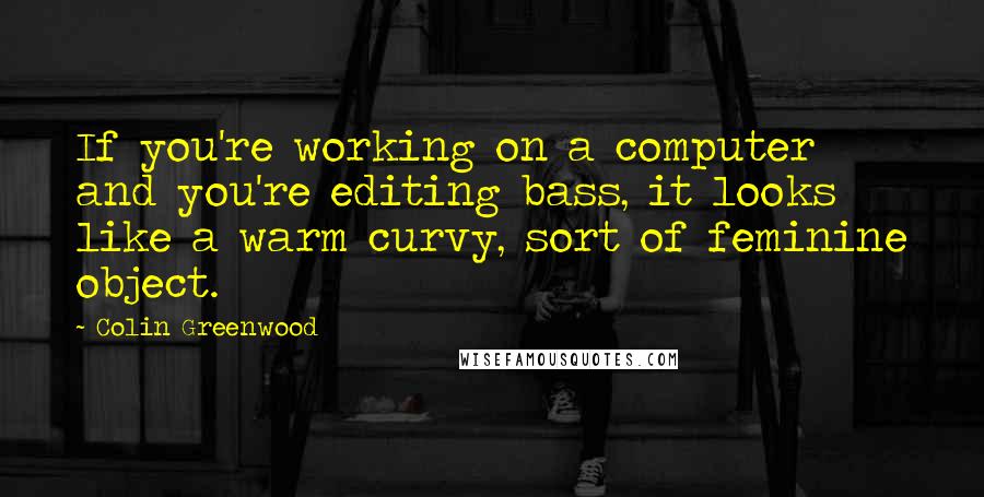 Colin Greenwood Quotes: If you're working on a computer and you're editing bass, it looks like a warm curvy, sort of feminine object.