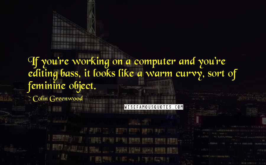 Colin Greenwood Quotes: If you're working on a computer and you're editing bass, it looks like a warm curvy, sort of feminine object.